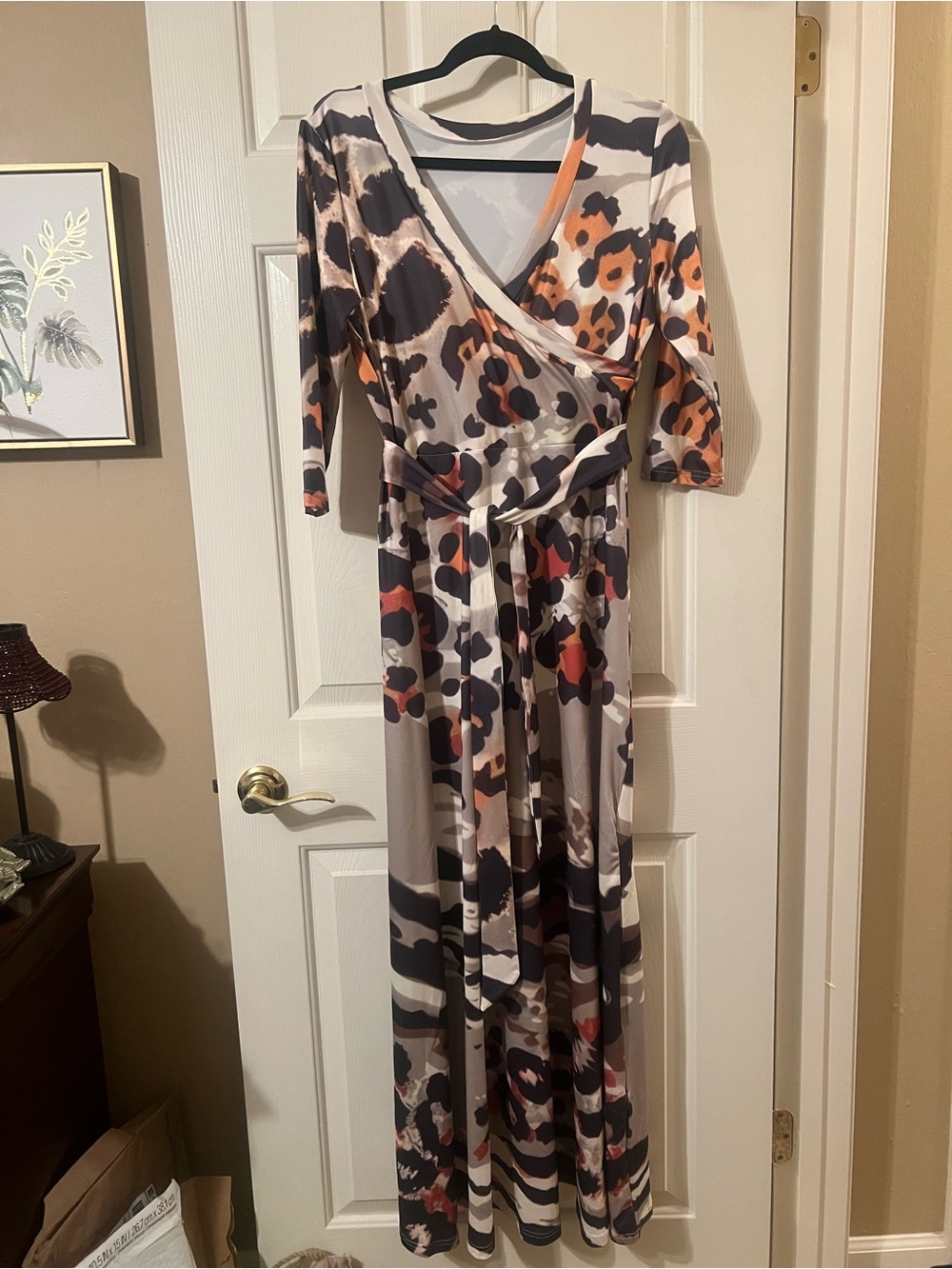 NWOT Women’s 3/4 Sleeve Leopard Print Maxi Dress Size Small